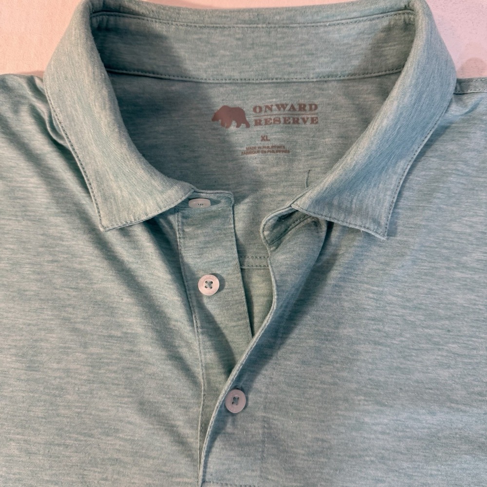 Onward Reserve Polo‎ Shirt Mens XL Aqua Light Blue Performance Short Sleeve Golf
